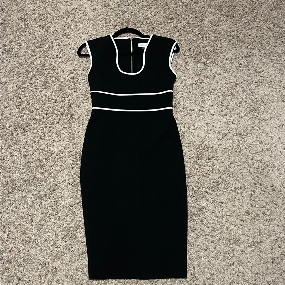 Calvin Klein Black Dress with White Trim